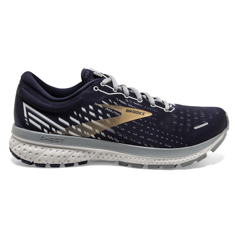 Brooks Ghost 13 Road Running Shoes - Men's - Peacoat/Grey/Gold (17306-PUJN)